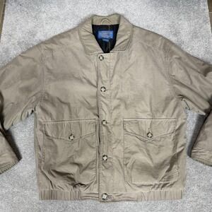 Vintage Pendleton Jacket Mens Large Beige Nylon Bomber Lined Hong Kong 90s